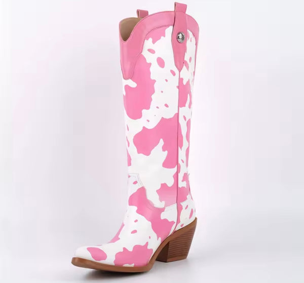 Women Fashion Animal Print Western Boots