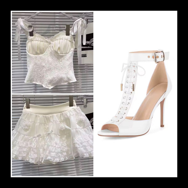 Women Fashion Open Toe Lace Up Buckled Ankle Strap Sandals