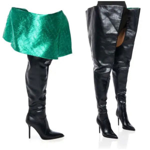Women Fashion Faux Leather Thigh High Boots