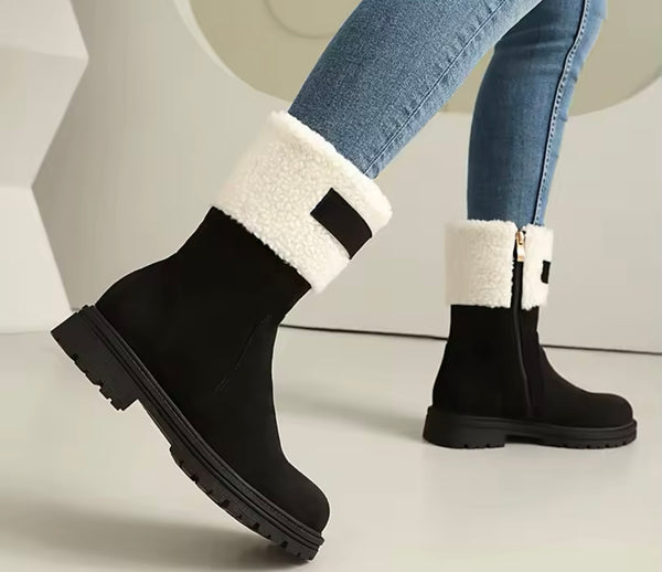 Women Wool Suede Fashion Ankle/Mid Calf Flat Boots