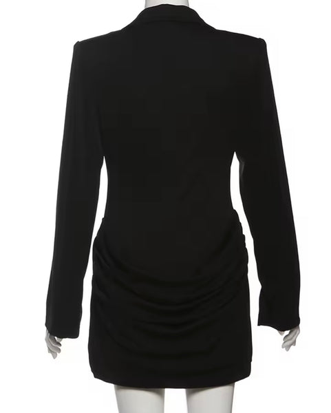 Women Sexy V-Neck Full Sleeve Ruched Corset Dress