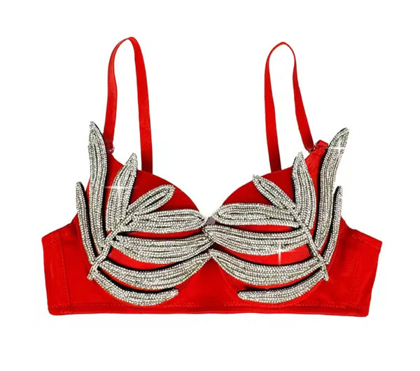 Women Sexy Sleeveless Rhinestone Patchwork Top