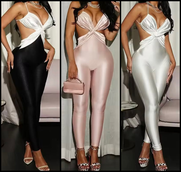 Women Sexy Sleeveless Open Back Cut Out Jumpsuit