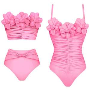 Women Pink Sexy 3D Floral Bikini/ Swimsuit