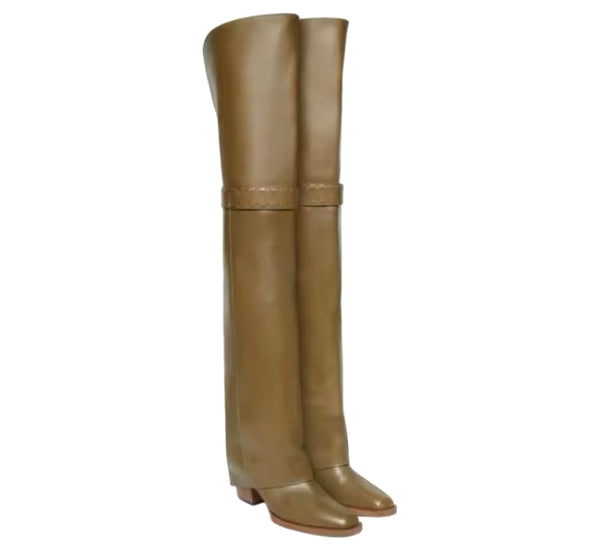 Women Fashion Over The Knee Faux Leather Boots
