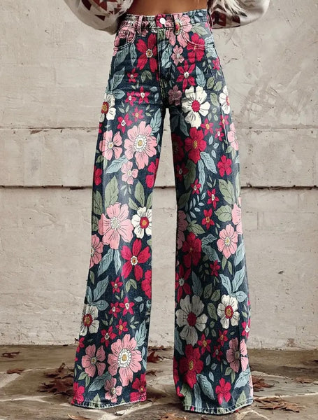 Women Printed Fashion Wide Leg Pants