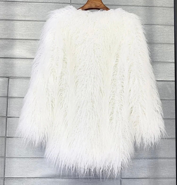 Women Fashion Faux Fur Full Sleeve Top