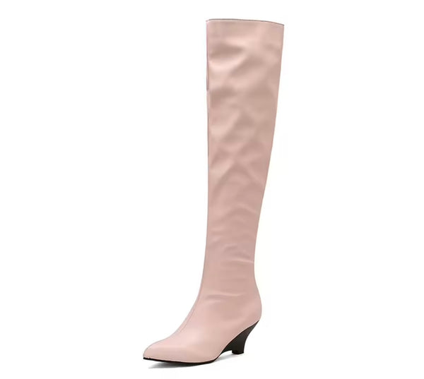 Women Color Fashion Over The Knee Wedge Boots