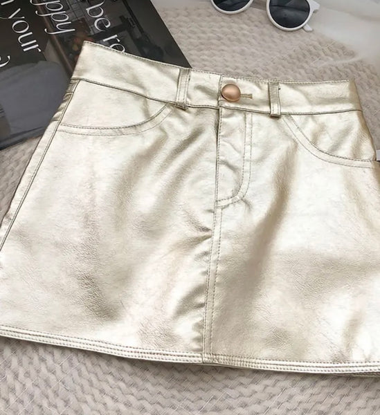 Women Faux Leather Fashion Mini Skirt