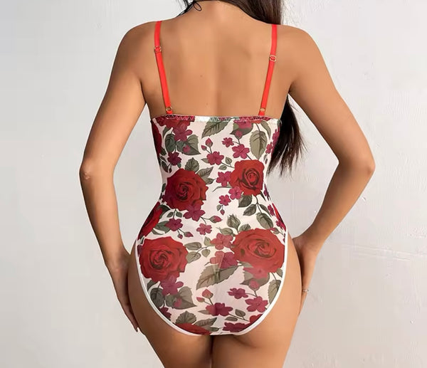 Women Sexy Fashion Sleeveless Floral Bodysuit Top