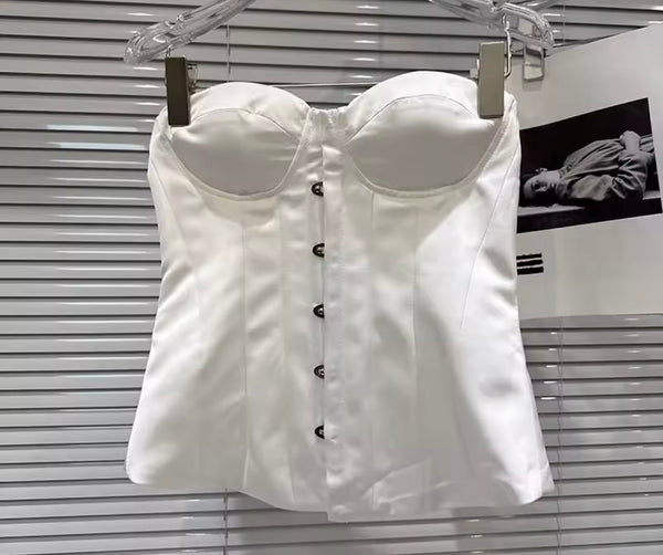Women White Sexy Strapless Corset Top