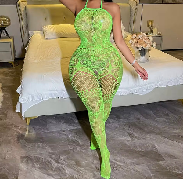 Women Sexy Halter Sleeveless Fishnet Bodystocking Lingerie