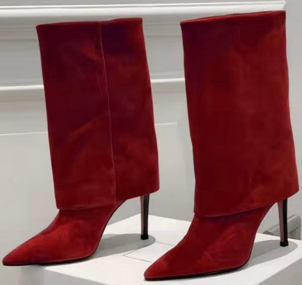 Women Color Suede Fashion High Heel Ankle Boots