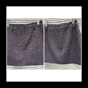 Women Sexy Fashion Gray Rhinestone Patchwork Skirt
