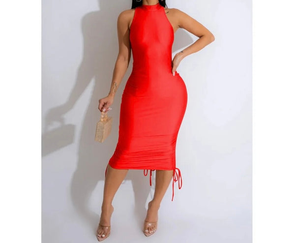 Women Sexy Sleeveless Open Back Tie Up Dress