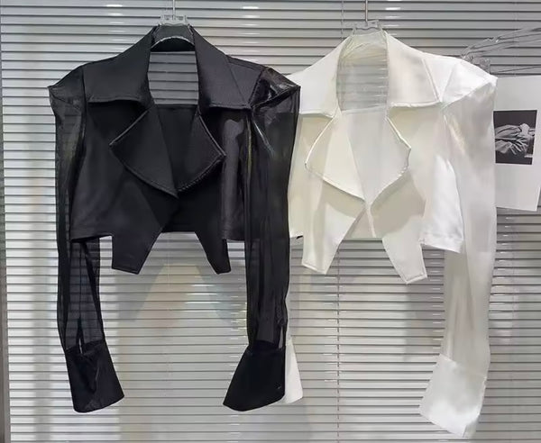 Women Fashion Mesh Collar Jacket