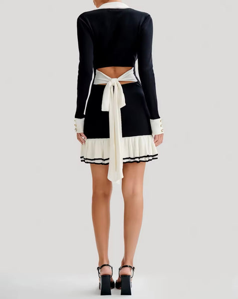 Women Sexy Ruffled Full Sleeve Open Tie Up Back Dress
