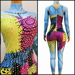 Women Fashion Multicolored Bling Print Full Sleeve Jumpsuit