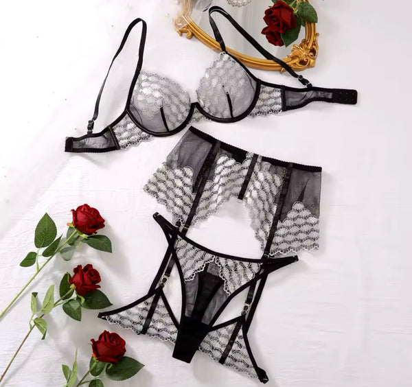 Women Sexy Printed Color Patchwork Lingerie Set