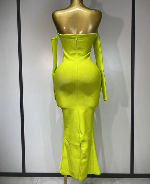 Women Sexy V-Neck Bling Full Sleeve Bandage Maxi Dress