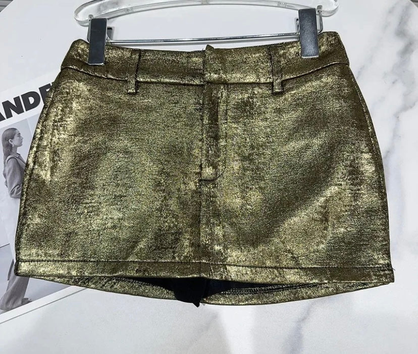 Women Sexy Fashion Metallic Short Skirt