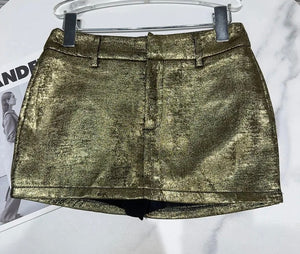 Women Sexy Fashion Metallic Short Skirt