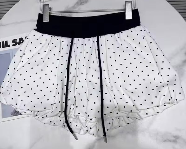 Women Sexy Sleeveless Color Patchwork Polka Dot Two Piece Skirt Set