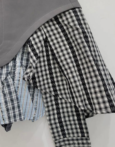Women Fashion Color Plaid Patchwork Skirt