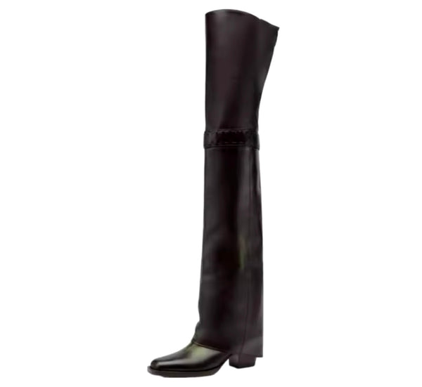 Women Fashion Over The Knee Faux Leather Boots