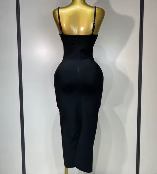 Women Sexy Sleeveless Rhinestone Bandage Dress