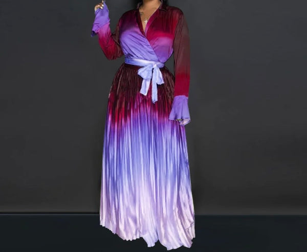 Women Fashion Full Sleeve Gradient Two Piece Pant Set