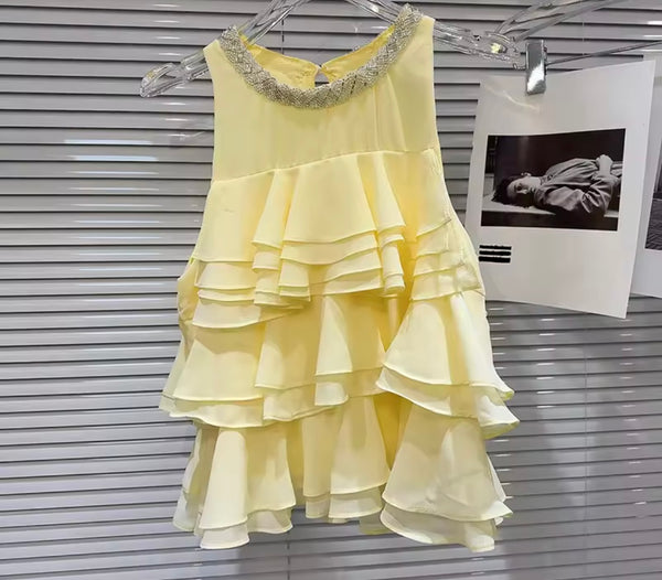 Women Sleeveless Bling Ruffled Fashion Top