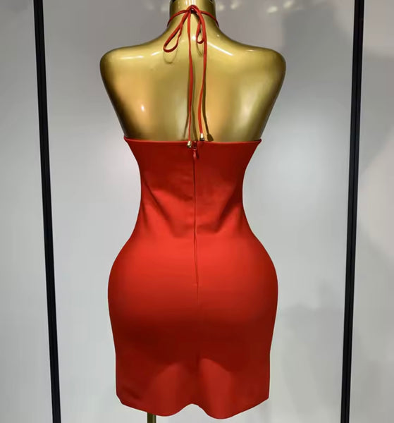 Women Sexy Halter Sleeveless 3D Floral Dress