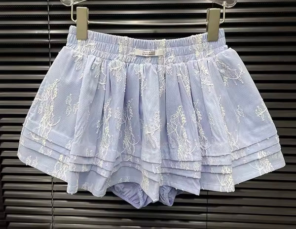 Women Fashion Ruffled Lace Jacket Two Piece Skirt Set