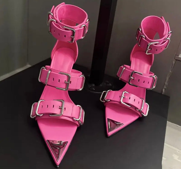 Women Fashion Open Pointed Toe Buckled High Heel Sandals