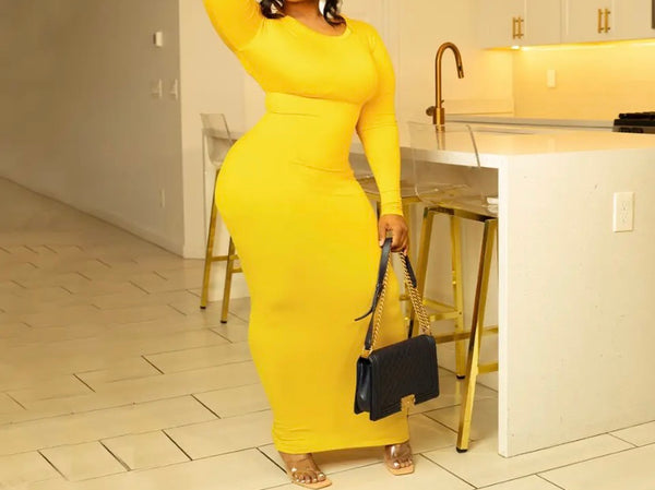 Women Sexy Full Sleeve Solid Color Maxi Dress