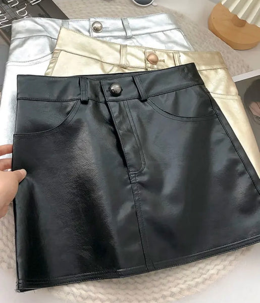 Women Faux Leather Fashion Mini Skirt