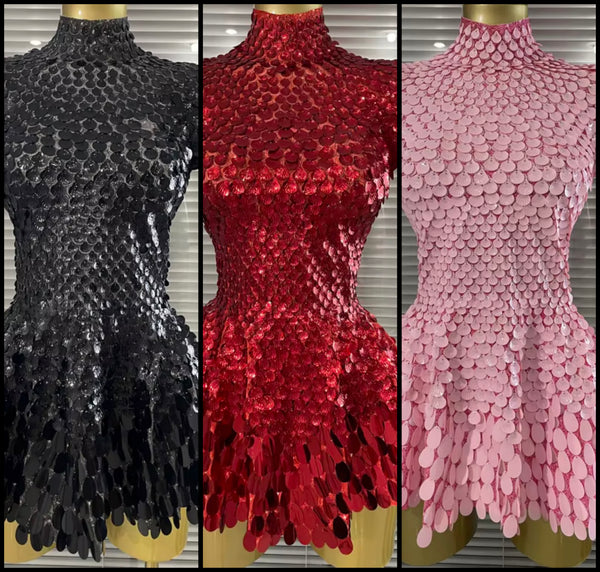 Women Sexy Sequins Short Sleeve Dress