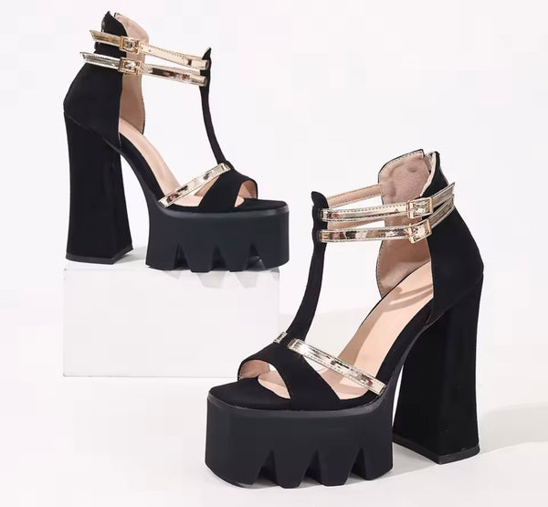 Women Fashion Suede Open Toe Platform Ankle Strap Sandals