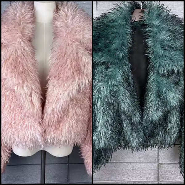 Women Color Fashion Faux Fur Jacket
