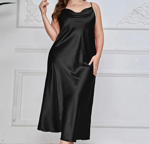 Women Sexy Sleeveless Satin Nightgown Lingerie