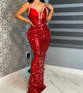 Women Sexy Sleeveless Sequins Maxi Dress