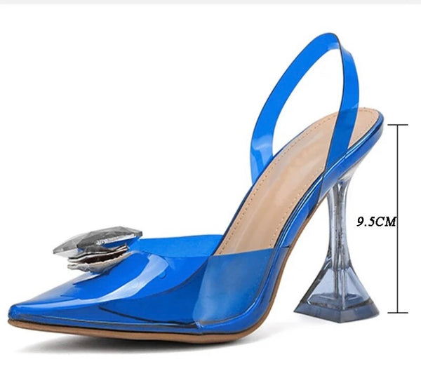 Women Pointed Toe Crystal Transparent Fashion Shoes