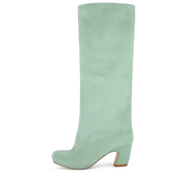 Women Fashion Square Toe Suede Knee High Boots