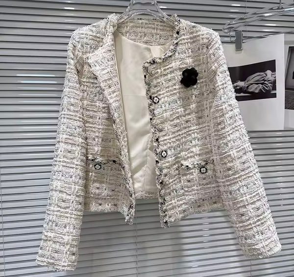Women Fashion Tweed Blazer Three Piece Short Set