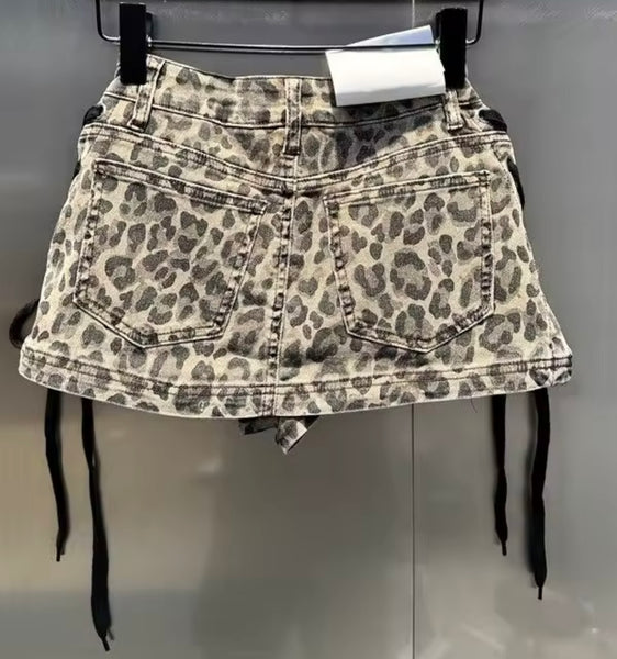 Women Sexy Fashion Side Tie Up Denim Skirt