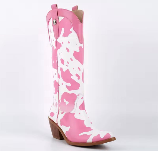 Women Fashion Animal Print Western Boots