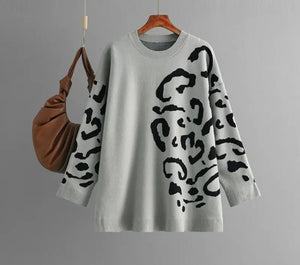 Women Fashion Color Printed Full Sleeve Sweater Top