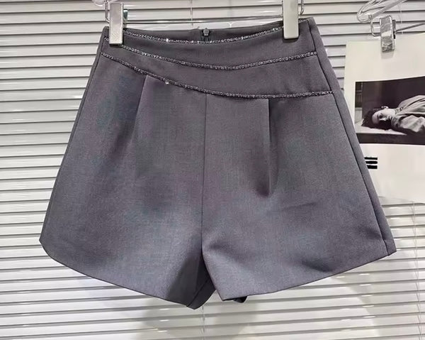Women Color Fashion Rhinestone Chain Shorts