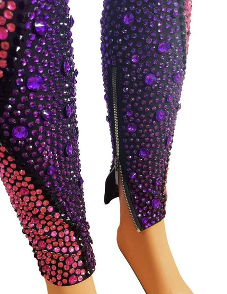 Women Multicolored Crystal Glove Fashion Jumpsuit